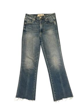 AMO Women's High Rise Kick Crop Frayed Hem Wide-Leg Jeans size 25